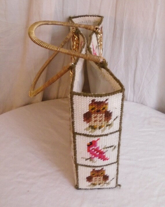 Vintage 1960s Purse Large Needlepoint Tote with O… - image 2