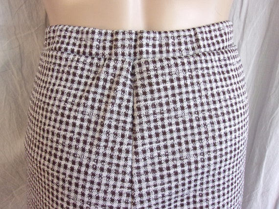 Vintage 1970s Pants Check Brown and White Flares … - image 7