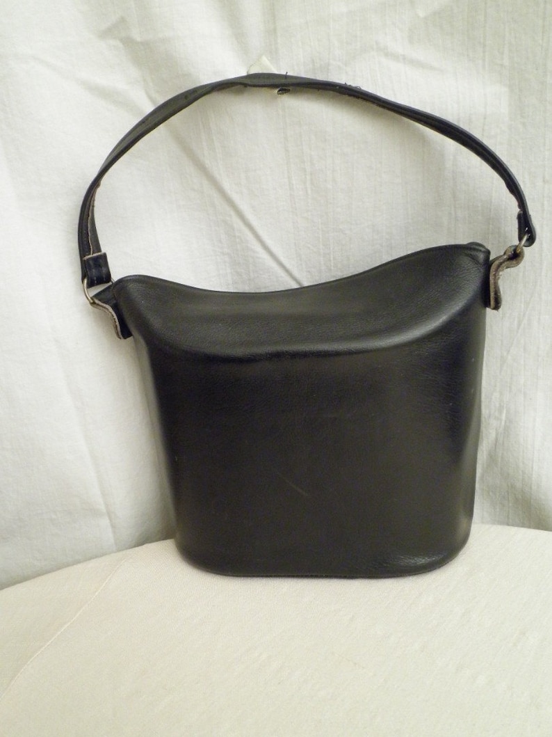 1950s Vintage Leather Bucket Bag in Classic Black Etsy