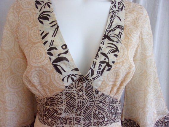 Vintage 1990s Dress Asian Inspired Print Belled S… - image 7