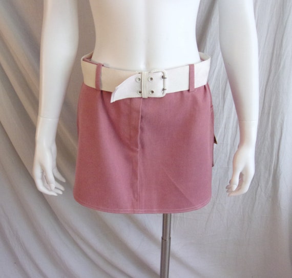 Vintage 1970s Mini Skirt Hip-hugger Mauve with Wi… - image 4