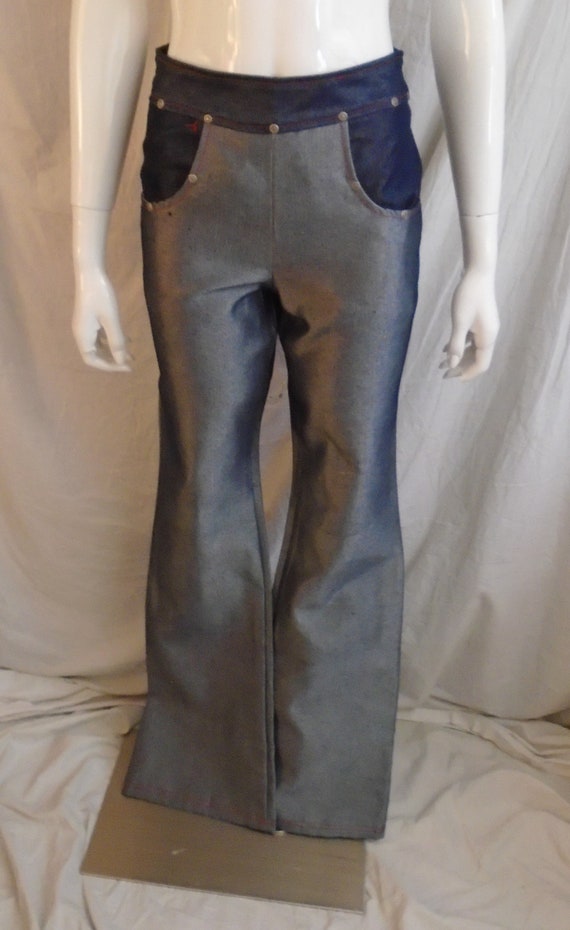 Vintage 1990s Jeans Blue and Silvered Denim Rave … - image 2