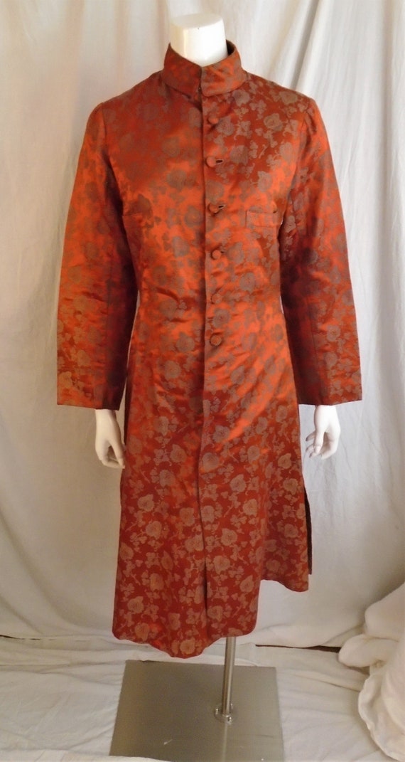 Vintage 1930s Silk Sherwani Frockcoat: Red Bronze Indian Jacket