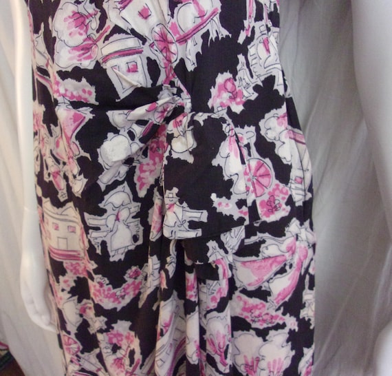 1940s Rayon Day Dress: Horse & Carriage Novelty P… - image 3