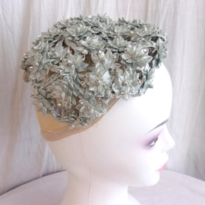 1960s Vintage White Fur Calot Hat Pearl Beaded Vintage Cocktail Topper Calot Hat - Etsy main image 3
