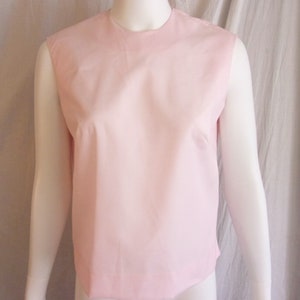 Vintage 1960s Blouse Pink Cotton Sleeveless Back Button NWOT Medium