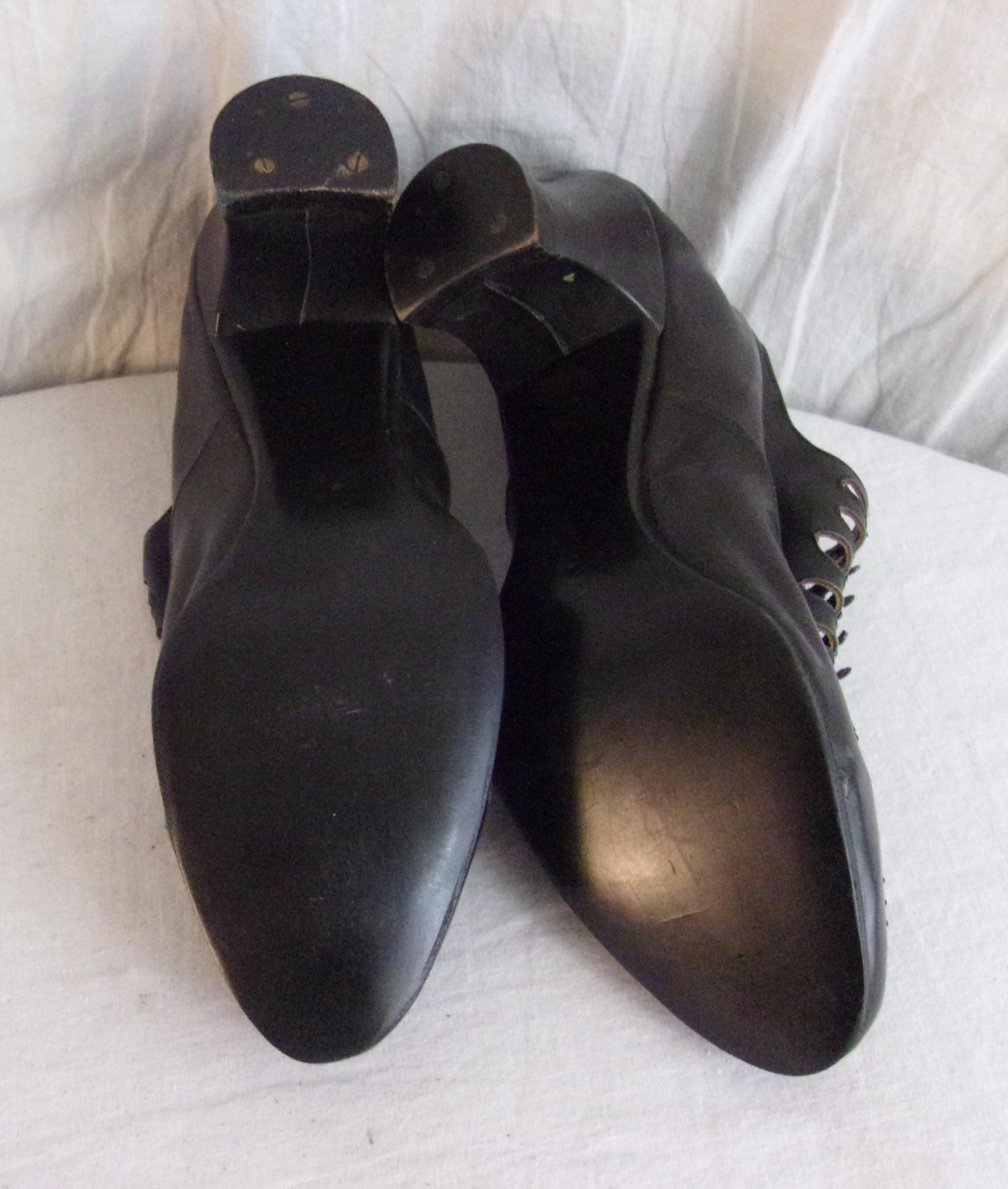 Vintage 1930s Shoes Black Leather Beaded Multi Strap Mary Janes - Etsy