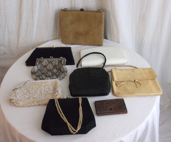 Vintage Purses Wholesale Lot Beaded Leather Fabri… - image 1