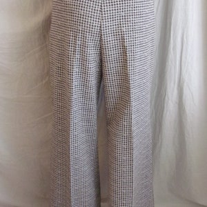 Pantalon vintage des années 1970 à carreaux marron et blanc flares NWT Deadstock M/L image 2