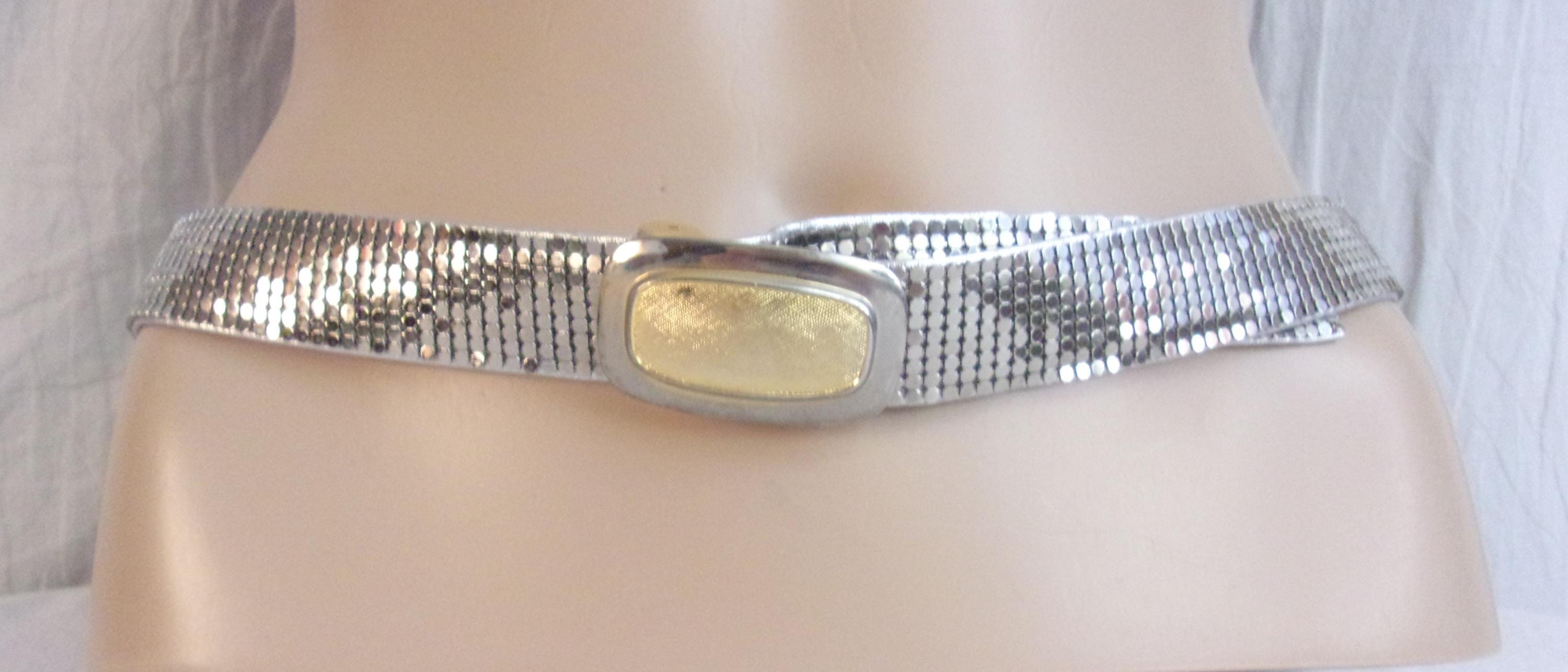 Vintage Heavy Silver Mesh Belt w Shiny Nickel Metal Sliders, High-end Fashion Mesh Vintage Belts for sale | eBay main image 2