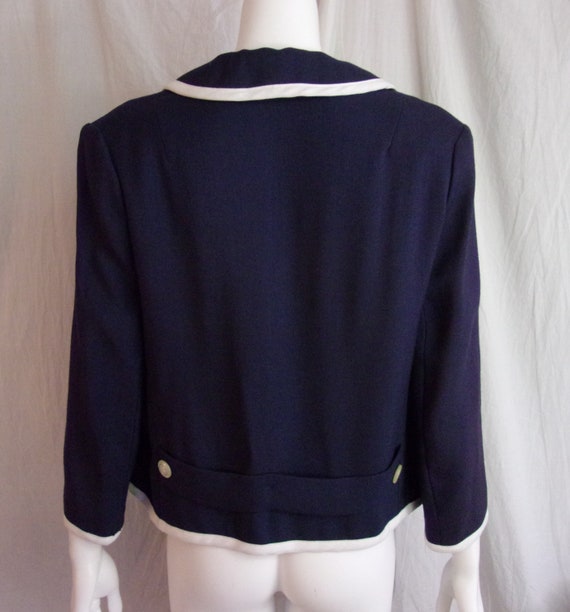 Vintage 1960s Jacket Blue Linen Spring Blazer Whi… - image 4