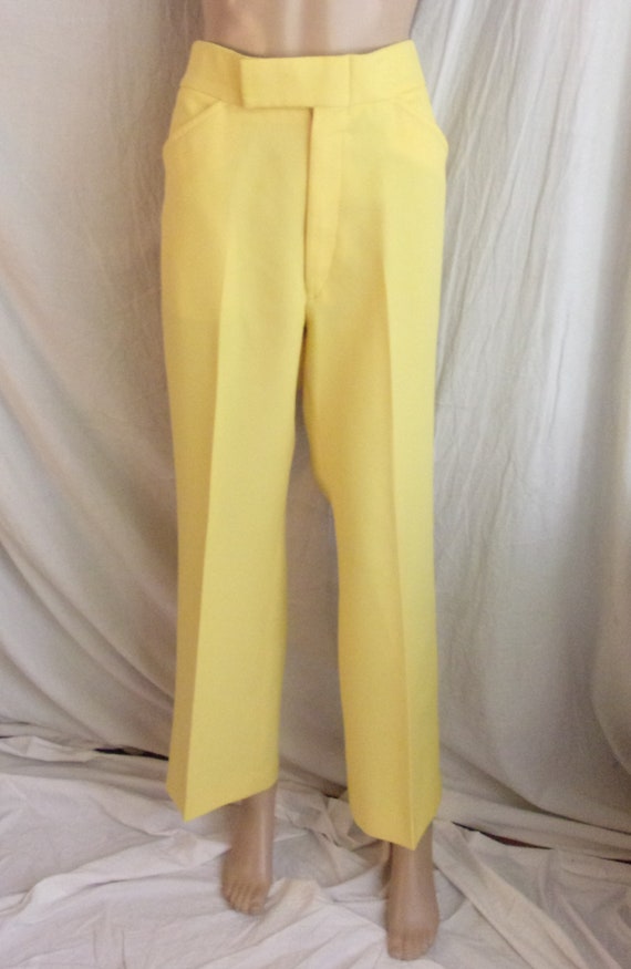 Vintage 1970s Pants Bright Yellow Izod Polyester … - image 3