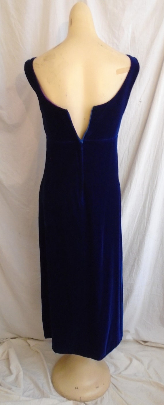 SALE Vintage 1960s Dress Blue Velvet Long Formal … - image 4