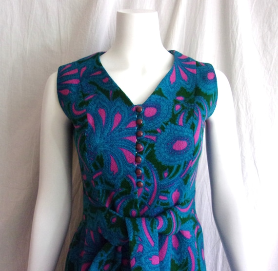 Vintage 1960s Mod Dress Paisley Print Wool Blend … - image 2