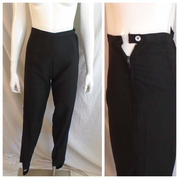 Vintage 1950s Pants Stirrup Pants Black Cigarette