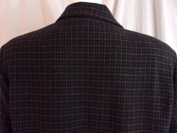 Vintage 1980s Blazer Dark Plaid Wool Blend NWT De… - image 7