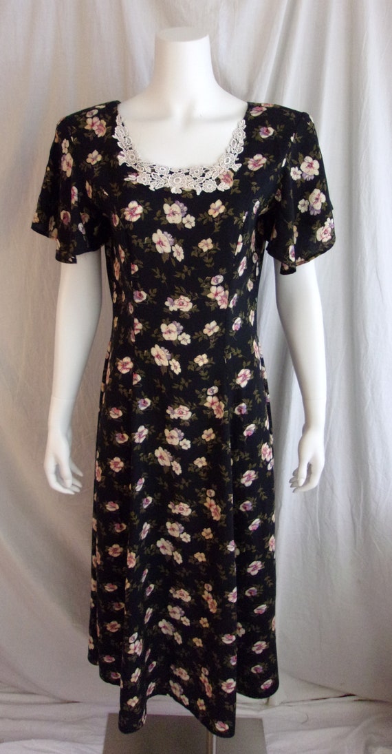 Vintage 1980s Dress Floral Rayon Day Dress 1980s … - image 5