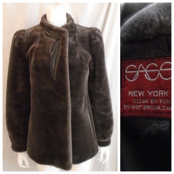 Vintage 1980s Jacket Grey Sasson Faux Fur Short Ja