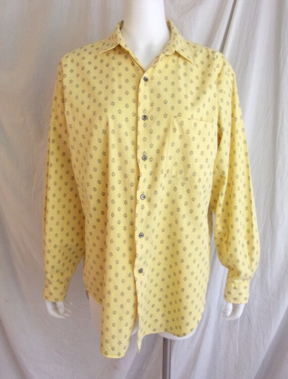 Vintage 1980s Shirt Yellow Preppy Oxford Shirt wi… - image 4