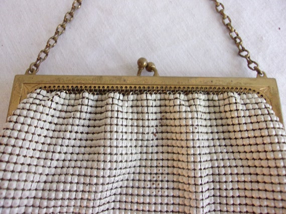 Vintage 1920s Purse White Metal Mesh Whiting and … - image 2