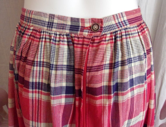 Vintage 1970s Maxi Skirt Plaid Cotton With Eyelet… - image 6