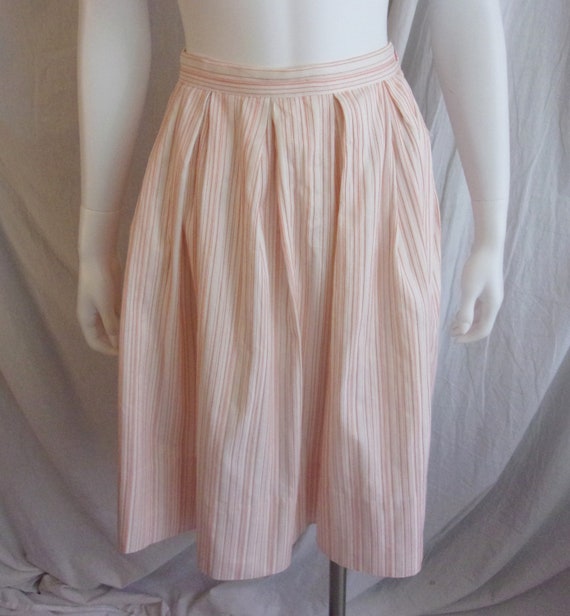 Vintage 1950s Skirt Striped Full Cotton Skirt Whi… - image 4