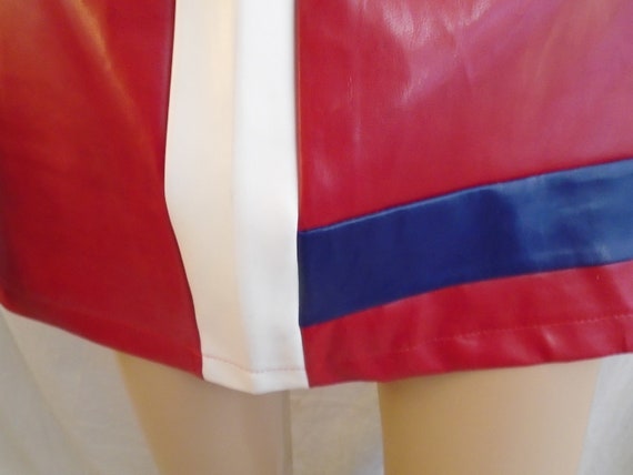 Vintage 1990s Skirt Red with Blue and White Vinyl… - image 3