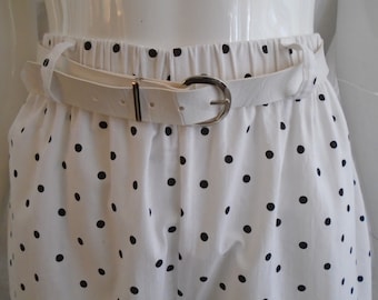Vintage 1980s Capri Pants Black and White Polka Dot NWOT Medium