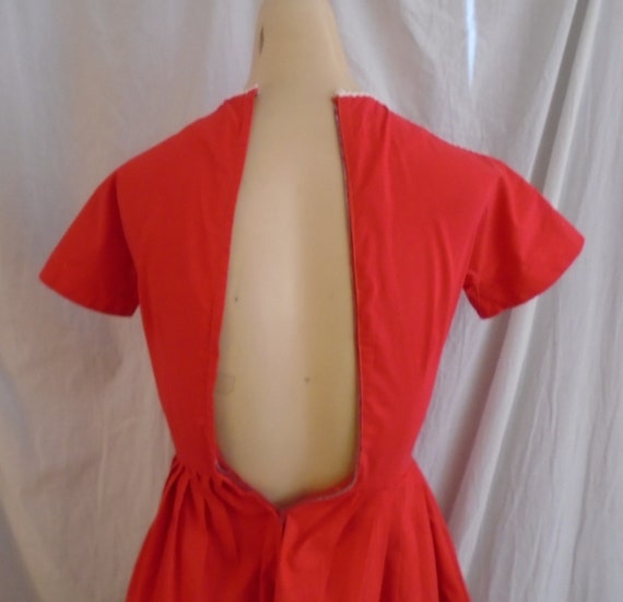 Vintage 1950s Dress Red Cotton Day Dress Teena Pa… - image 5