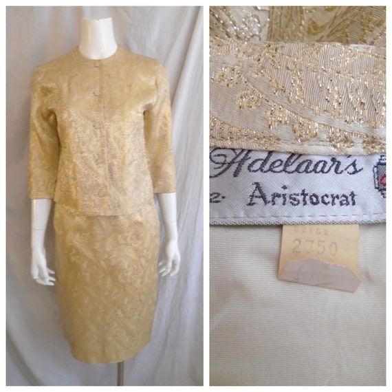 Vintage 1960s Suit Gold Brocade Cocktail Suit Rayo