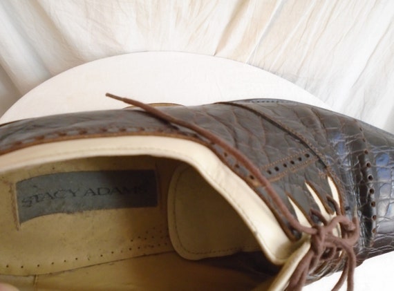 Vintage 1990s Mens Shoes Wing Tips Faux Alligator… - image 4