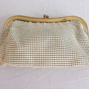Vintage 1950s Purse Cream Metal Mesh Clutch Whiting and Davis image 5
