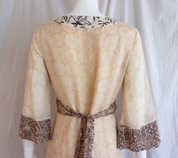 Vintage 1990s Dress Asian Inspired Print Belled S… - image 4