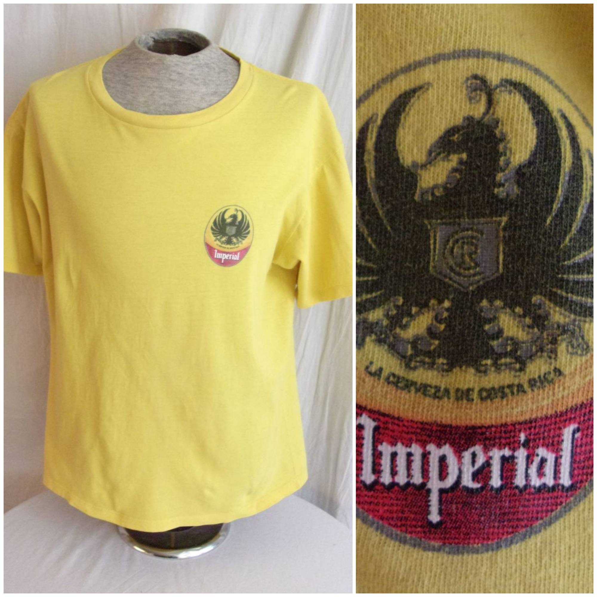 1990s T Shirt Imperial Beer Logo Yellow Multi Mans XL