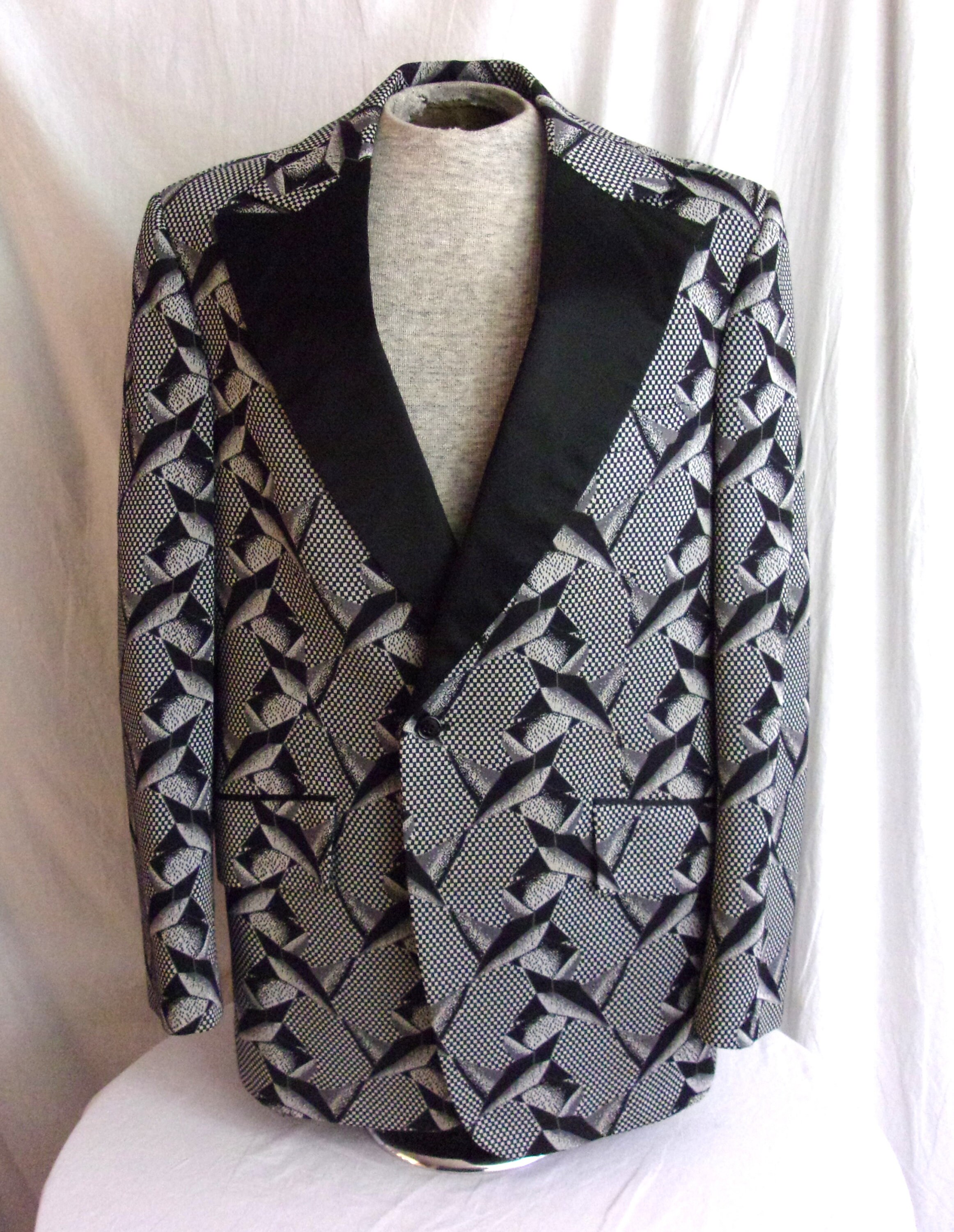 Vintage 1970s Sport Coat Wild Geometric Print Disco Caddyshack Medium