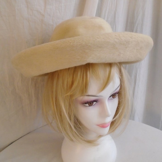 Vintage 1960s Hat Wide Brim Mohair Leslie James De