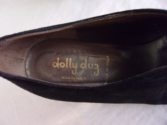 Vintage 1990s Shoes 1940s Style Black Suede Lace … - image 5