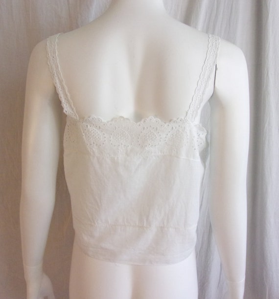 Vintage 1950s Camisole White Cotton with Eyelet M… - image 3