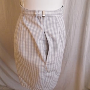 Vintage 1950s Shorts Grey and White Cotton Plaid Bermudas White Stag Small