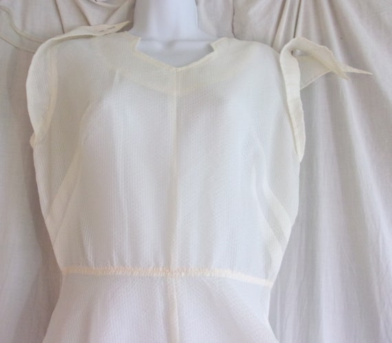 Vintage 1940s Dress White Seersucker Maxi Sheer N… - image 7