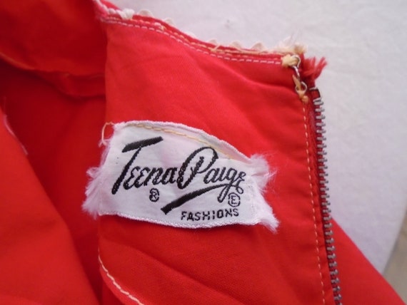 Vintage 1950s Dress Red Cotton Day Dress Teena Pa… - image 6