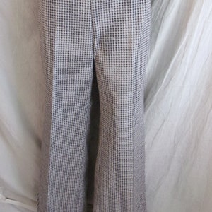 Pantalon vintage des années 1970 à carreaux marron et blanc flares NWT Deadstock M/L image 3