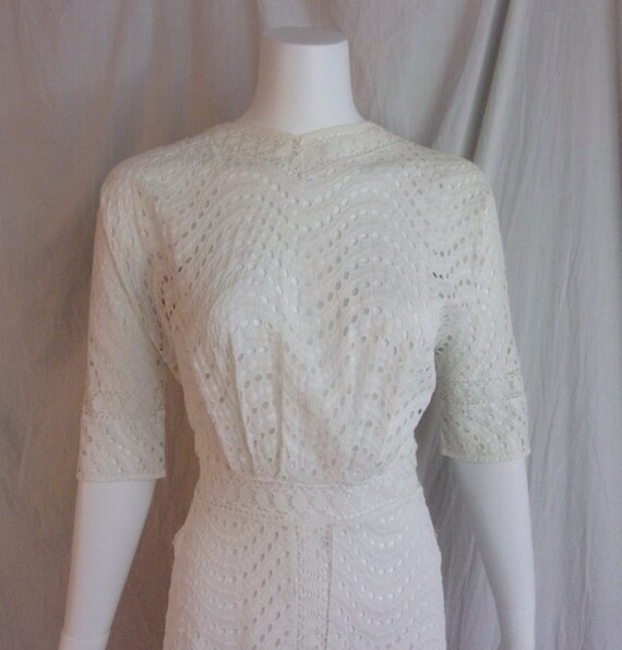 Vintage 1910s Dress White Eyelet Garden Party Dre… - image 5