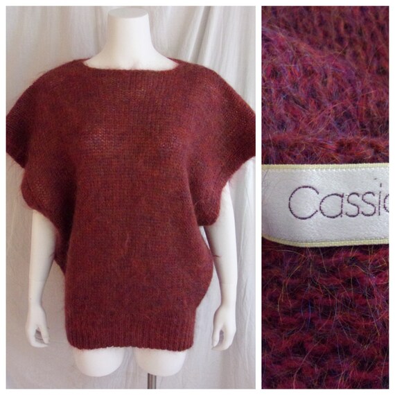 Vintage 1980s Sweater Mohair Blend Oversized Pull… - image 1