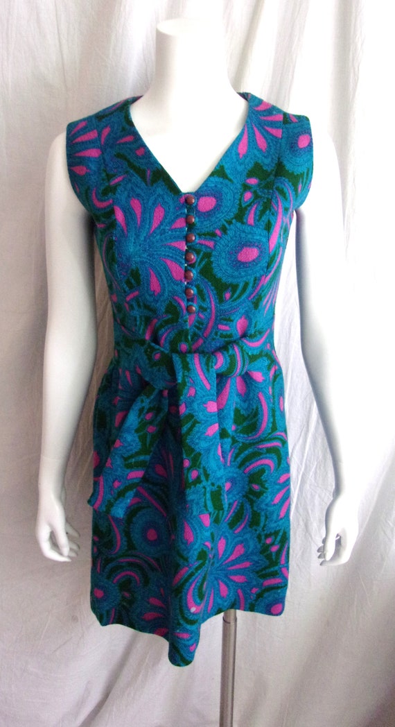 Vintage 1960s Mod Dress Paisley Print Wool Blend … - image 6