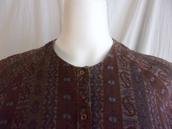 Vintage 1950s Dress Brown Paisley Print Cotton Sh… - image 3