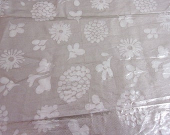 Vintage 1960s Fabric Metallic Floral Acetate Nylon Remnant with Tag