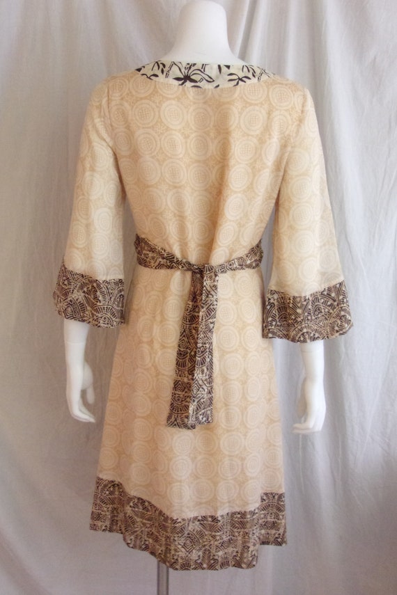Vintage 1990s Dress Asian Inspired Print Belled S… - image 3