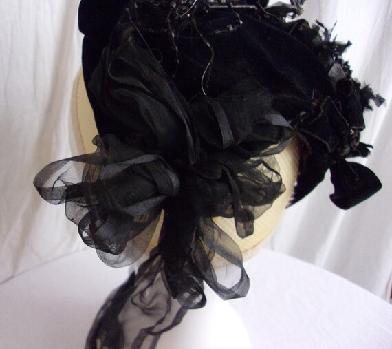 Vintage 1880s Bonnet Antique Victorian Hat Velvet… - image 6