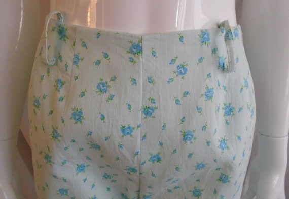 SALE Vintage 1960s Pants Green Blue Pastel Floral… - image 7